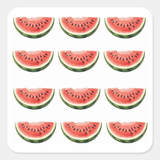 Wassermelonen-Scheibe Quadratischer Aufkleber (Vorderseite)
