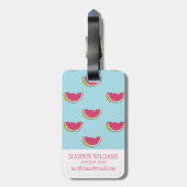 Wassermelonen-Scheiben auf Aquamarinem Muster Gepäckanhänger (Rückseite vertikal)