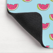 Wassermelonen-Scheiben auf Aquamarinem Muster Mousepad (Ecke)
