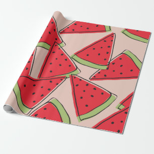 Wassermelonen-Scheiben mit rosa Hintergrund nahtlo Geschenkpapier