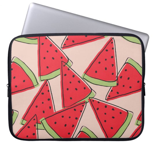 Wassermelonen-Scheiben mit rosa Hintergrund nahtlo Laptopschutzhülle (Vorderseite)