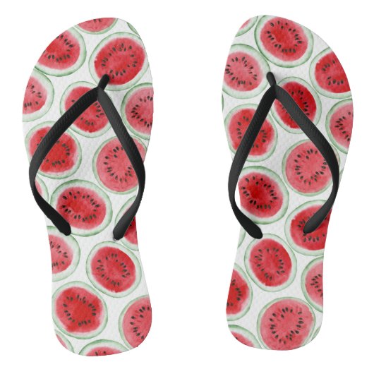 Wassermelonen-Scheiben-Muster Flip Flops Badesandalen (Fußbett)