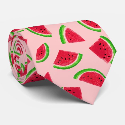 Wassermelonen-Scheiben-Muster Krawatte (Gerollt)