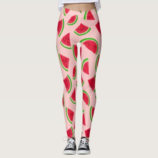 Wassermelonen-Scheiben-Muster Leggings (Vorderseite)