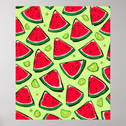 Wassermelonen-Scheiben-Party | Lustiges Sommerfruc Poster (Vorne)