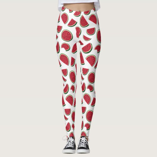 Wassermelonen-Scheiben Sommer Muster Leggings (Vorderseite)