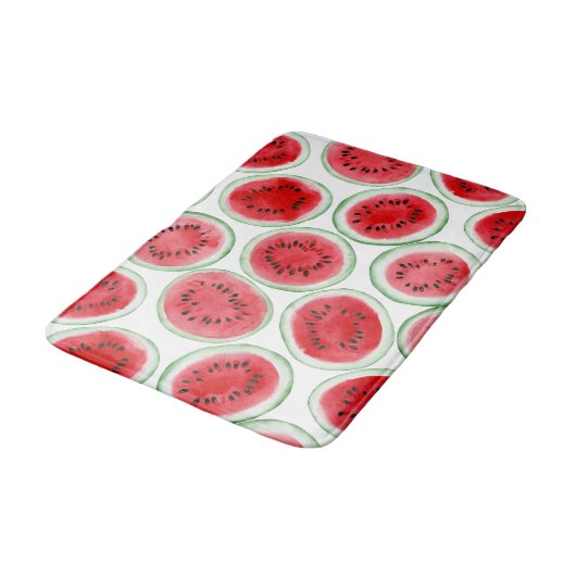 Wassermelonen-Schnittmuster Badematte (Schrägansicht)