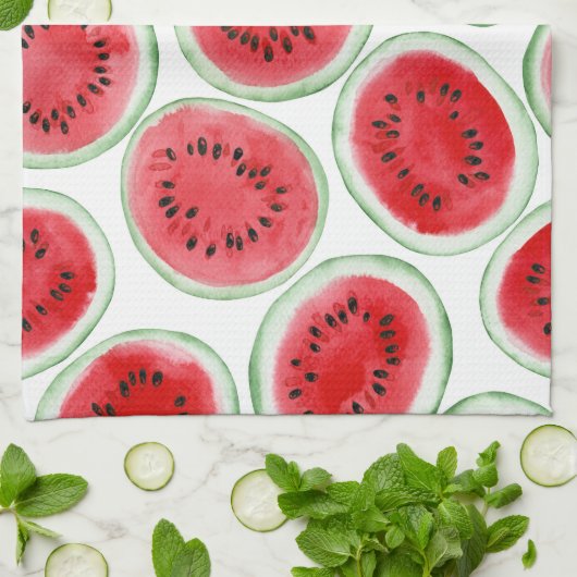 Wassermelonen-Schnittmuster Geschirrtuch (Gefaltet)