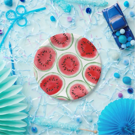Wassermelonen-Schnittmuster Pappteller (Party)