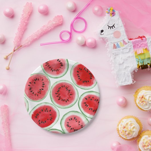 Wassermelonen-Schnittmuster Pappteller (Party)