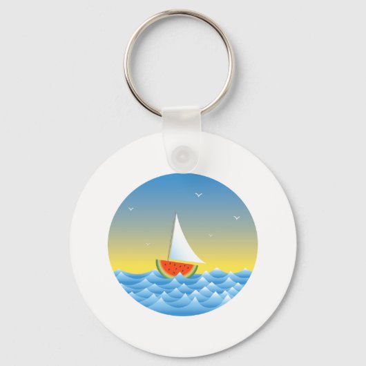 Wassermelonen Segelboot Schlüsselanhänger (Vorderseite)