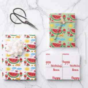 Wassermelonen Sommer ihnen Geburtstag Geschenkpapier Set