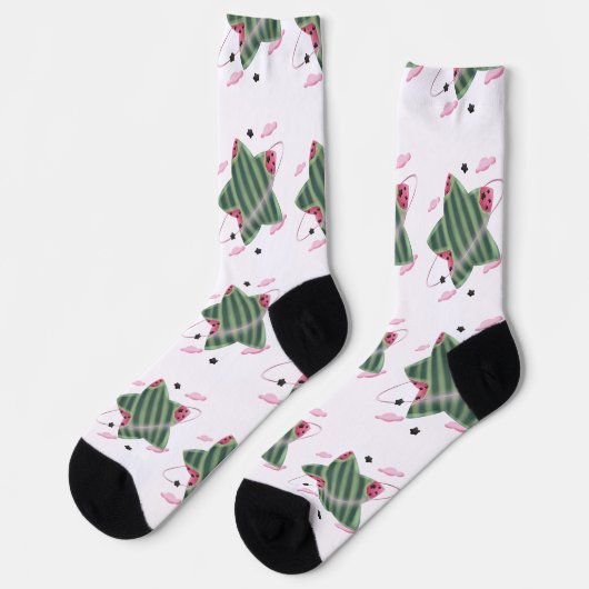 Wassermelonen-Stern-Planet Socken (Linkes Detail)