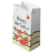 Wassermelonen Streifen dünn Geburtstag Kleine Geschenktüte (Rückseite Schrägansicht)