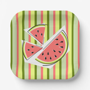 Wassermelonen Streifen Pappteller
