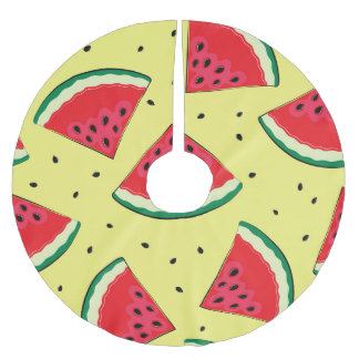 Wassermelonen-Stücke: Gelbes Sommermuster Polyester Weihnachtsbaumdecke