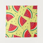 Wassermelonen-Stücke: Gelbes Sommermuster Wandteppich (Vorderseite (Horizontal))
