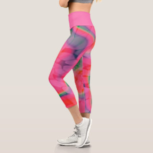 Wassermelonen-Tie-Dye Capri Leggings