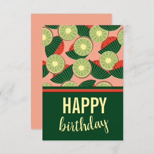 Wassermelonen und Kiwis zum Geburtstag Karte (Vorne/Hinten)