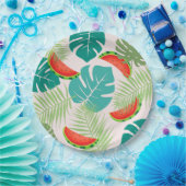 Wassermelonen und tropische Blätter Pappteller (Party)