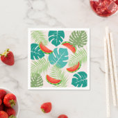 Wassermelonen und tropische Blätter Serviette (Beispiel)