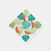 Wassermelonen und tropische Blätter Serviette (Ecke)