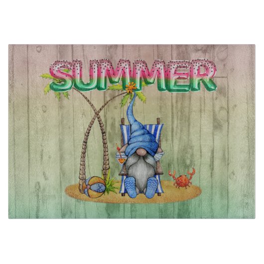 Wassermelonen-Wälder und Strand-Gnome mit Palmen Schneidebrett (Vorderseite)