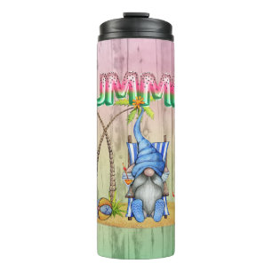 Wassermelonen-Wälder und Strand-Gnome mit Palmen Thermosbecher