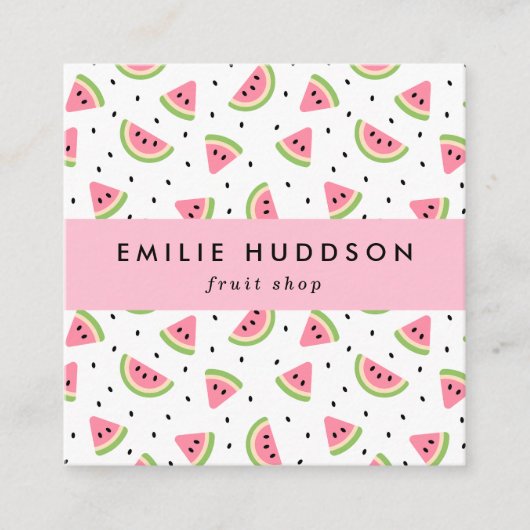 Wassermelonen, Wassermelonen, Obstladen Quadratische Visitenkarte (Vorderseite)