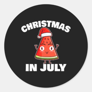 Wassermelonen-Weihnachten im Juli Weihnachtsbaum S Runder Aufkleber