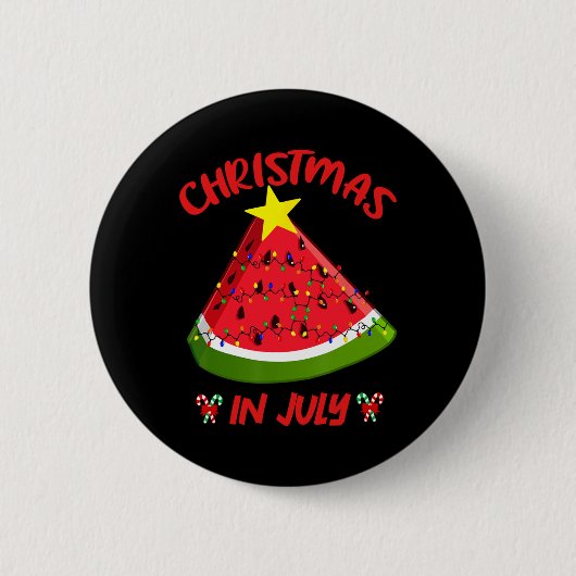 Wassermelonen-Weihnachtsbaum-Weihnachten im Juli S Button (Vorderseite)