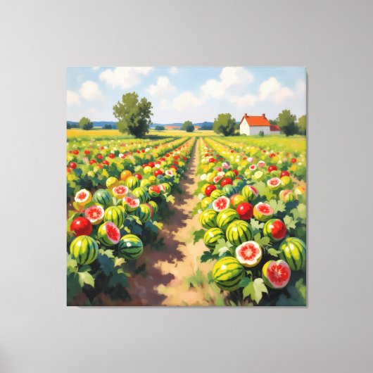 Wassermelonenfeld im Sonnenschein Leinwanddruck (Vorderseite)