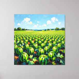 Wassermelonenfeld im Sonnenschein Leinwanddruck