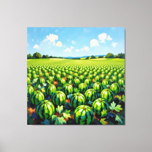 Wassermelonenfeld im Sonnenschein Leinwanddruck (Vorderseite)