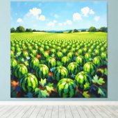 Wassermelonenfeld im Sonnenschein Leinwanddruck (Insitu (Holzboden))
