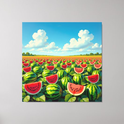 Wassermelonenfeld im Sonnenschein Leinwanddruck (Vorderseite)