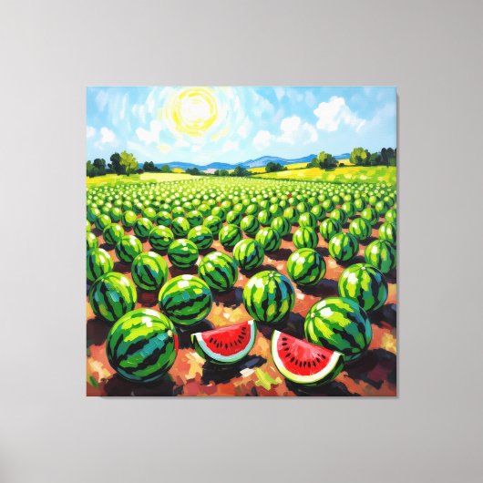 Wassermelonenfeld im Sonnenschein Leinwanddruck (Vorderseite)