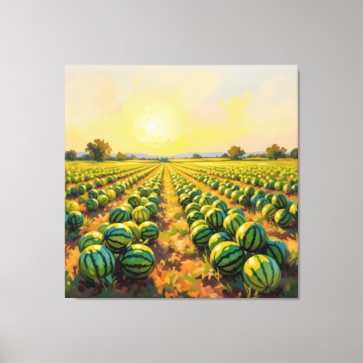 Wassermelonenfeld im Sonnenschein Leinwanddruck (Vorderseite)