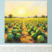 Wassermelonenfeld im Sonnenschein Leinwanddruck (Insitu (Holzboden))