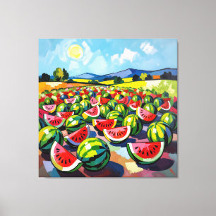 Wassermelonenfeld im Sonnenschein Leinwanddruck