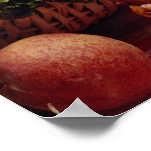 Wassermelonenkorb mit Blume schneiden Poster (Ecke)