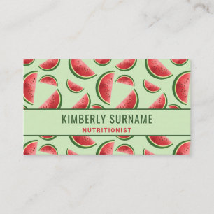 Wassermelonenmuster auf grünem Ernährungsberater Visitenkarte