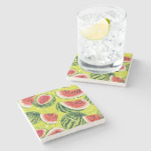 Wassermelonenmuster Steinuntersetzer (Seitenansicht)