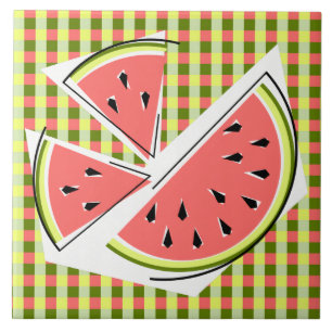 Wassermelonenstücke Karo Fliese