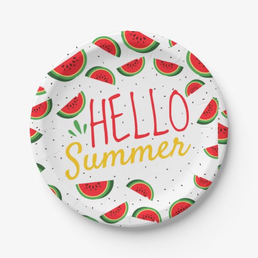Wassermelonesommer Pappteller (Vorderseite)