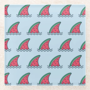 Wassermelonhai: Wellenmuster-Design. Glasuntersetzer