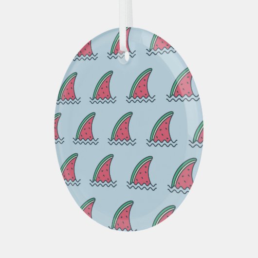 Wassermelonhai: Wellenmuster-Design. Ornament Aus Glas (Vorderseite links)