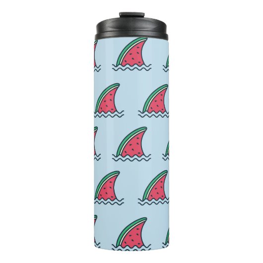 Wassermelonhai: Wellenmuster-Design. Thermosbecher (Vorderseite)