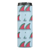 Wassermelonhai: Wellenmuster-Design. Thermosbecher (Rückseite)