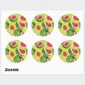 Wassermelonmuster Runder Aufkleber (Blatt)
